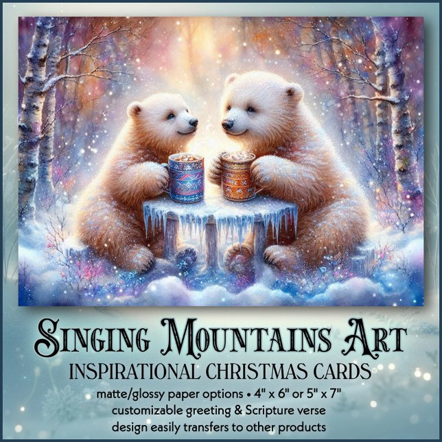 Cozy Polar Bear Cocoa Christian Friends Christmas Holiday Card (Creator Uploaded)