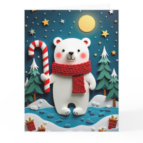Cozy Polar Bear in Winter Wonderland Christmas Card
