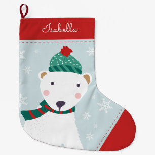 Cozy Polar Bear Large Christmas Stocking