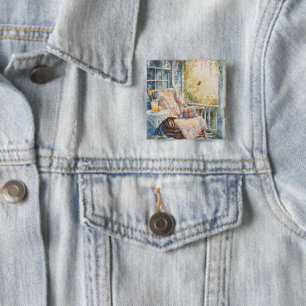 Cozy Porch with Quilt and Lemonade Charm Button
