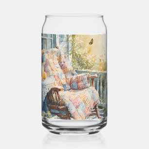 Cozy Porch with Quilt and Lemonade Charm Can Glass
