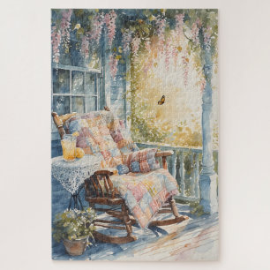 Cozy Porch with Quilt and Lemonade Charm Jigsaw Puzzle