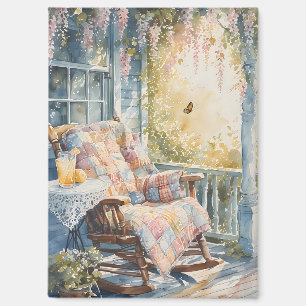 Cozy Porch with Quilt and Lemonade Charm Magnet