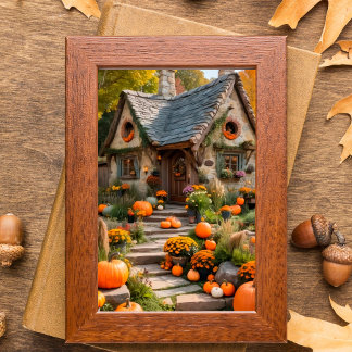 Cozy Pumpkin Cottage Autumn Harvest Wall Poster