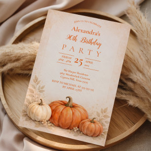 Cozy Pumpkin Garden 90th Birthday Invitation