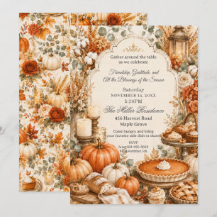 Cozy Pumpkin Harvest Friendsgiving Thanksgiving Invitation