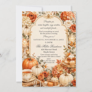 Cozy Pumpkin Harvest Friendsgiving Thanksgiving Invitation