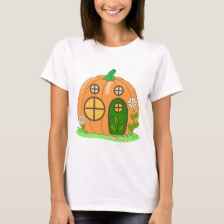 Cozy Pumpkin House Cute Autumn Fall Cartoon Design T-Shirt
