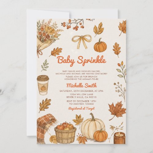 Cozy Pumpkin Patch Baby Shower Fall Baby Sprinkle Invitation