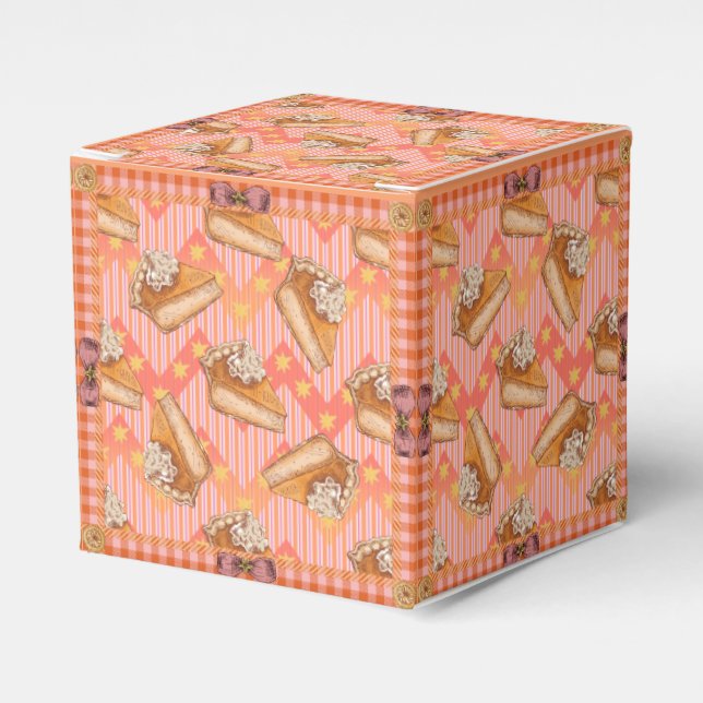 Cozy Pumpkin Pie Pattern Favor Boxes (Front Side)