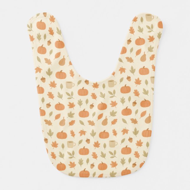 Cozy Pumpkin Spice Autumn Seamless Pattern Baby Bib (Front)