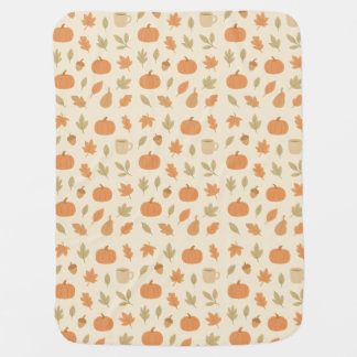 Cozy Pumpkin Spice Autumn Seamless Pattern Baby Blanket