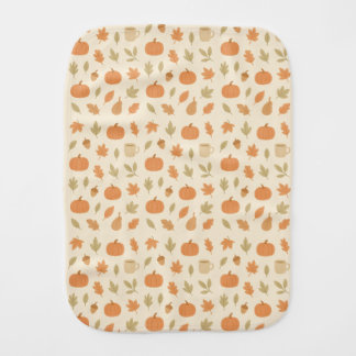 Cozy Pumpkin Spice Autumn Seamless Pattern Baby Burp Cloth