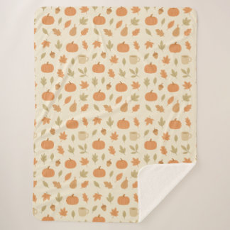 Cozy Pumpkin Spice Autumn Seamless Pattern Sherpa Blanket