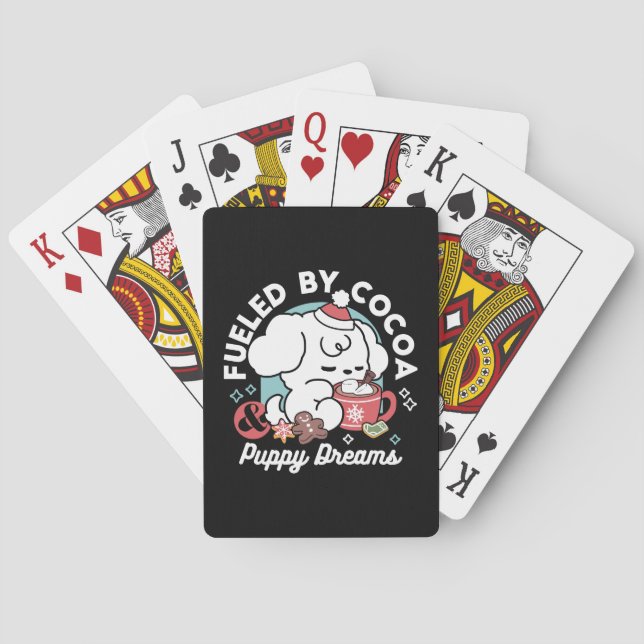 Cozy Puppy Dreams – Hot Chocolate and Christmas Poker Cards (Back)