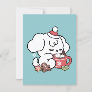 Cozy Puppy Dreams – Hot Chocolate and Christmas Postcard