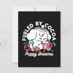 Cozy Puppy Dreams – Hot Chocolate and Christmas Postcard