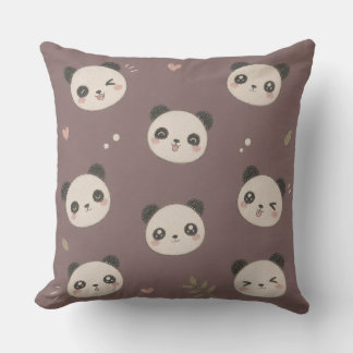 Cozy Purple Panda Throw Pillow