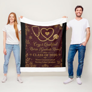 Cozy & Qualified Nurse Graduation Sherpa Fleece Bl Blanket