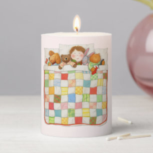 COZY QUILT 3x4 Pillar Candle - Pink