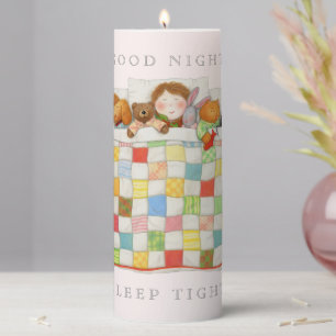 COZY QUILT 3x8 Pillar Candle - Pink
