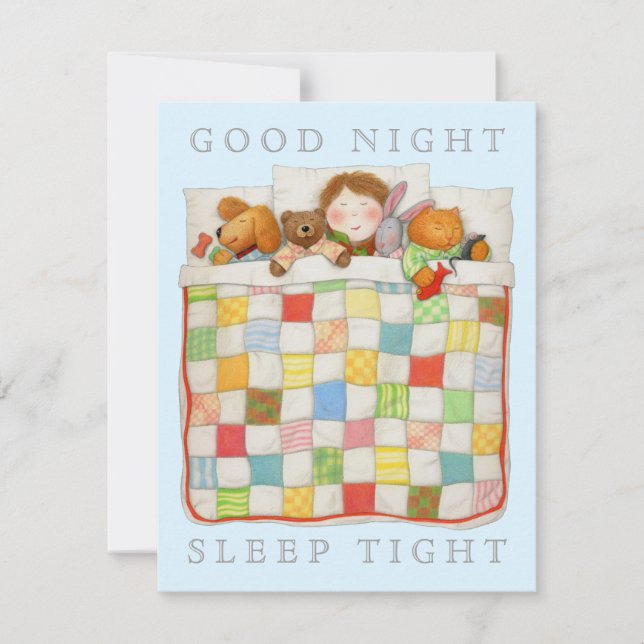 COZY QUILT 4.25x5.5 Blank Flat Card - Blue (Front)