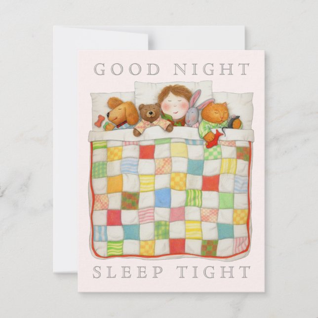 COZY QUILT 4.25x5.5 Blank Flat Card - Pink (Front)
