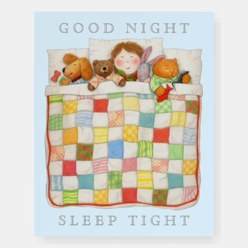 COZY QUILT 8x10 Foam Core Board Art _ Blue