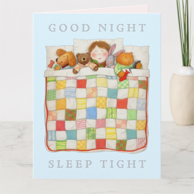 COZY QUILT Big Greeting Card / Blue (Front)
