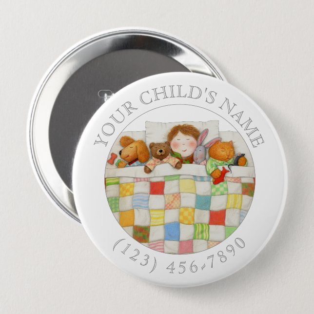 COZY QUILT Child ID Button  (Front & Back)