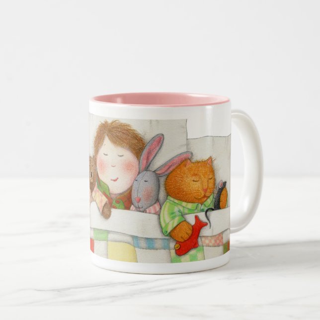 COZY QUILT Pink Two-Tone Mug (Front Right)