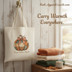 Cozy Quilt Pumpkin - Autumn Fall Apparel & Gifts Tote Bag