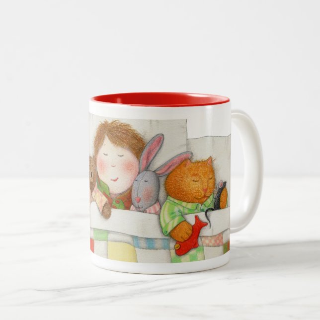 COZY QUILT Red Two-Tone Mug (Front Right)