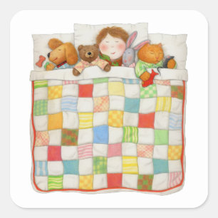 COZY QUILT Small Square Stickers