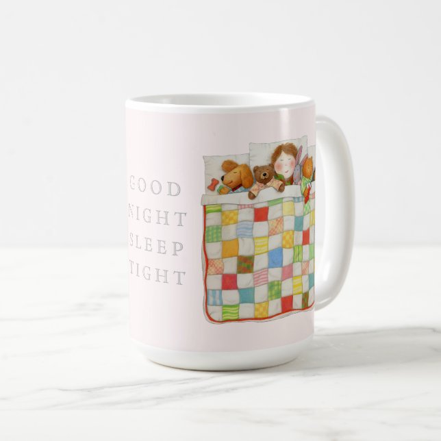 COZY QUILT Tall White Mug + Pink (Front Right)