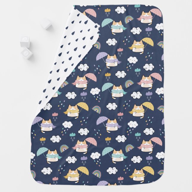 Cozy Rainy Day Pattern - Baby Blanket (In Situ)