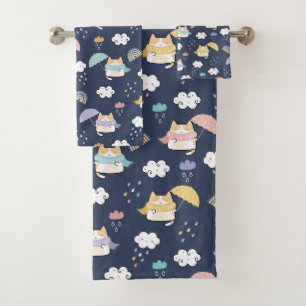Cozy Rainy Day Pattern Bath Towel Set
