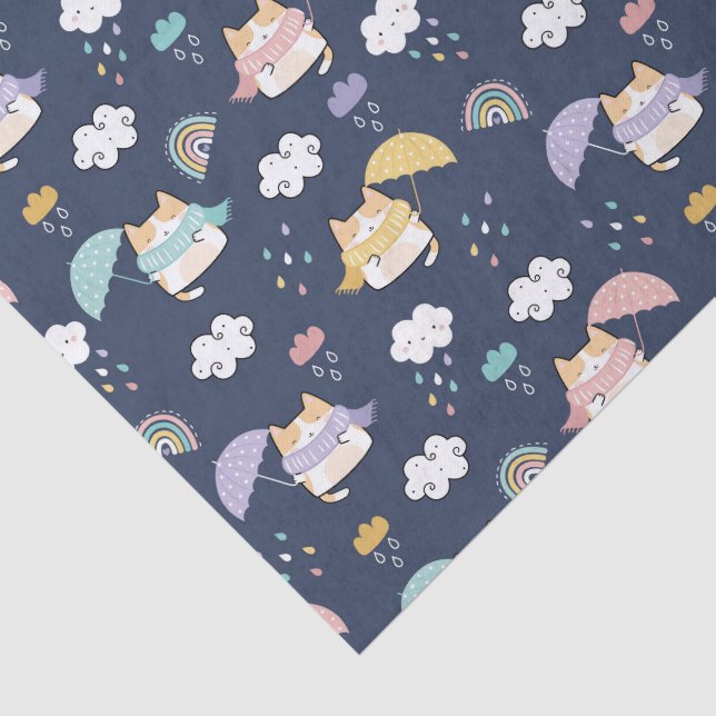 Cozy Rainy Day Pattern Tissue Paper (Detail)