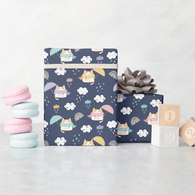 Cozy Rainy Day Pattern Wrapping Paper Roll (Baby Shower)