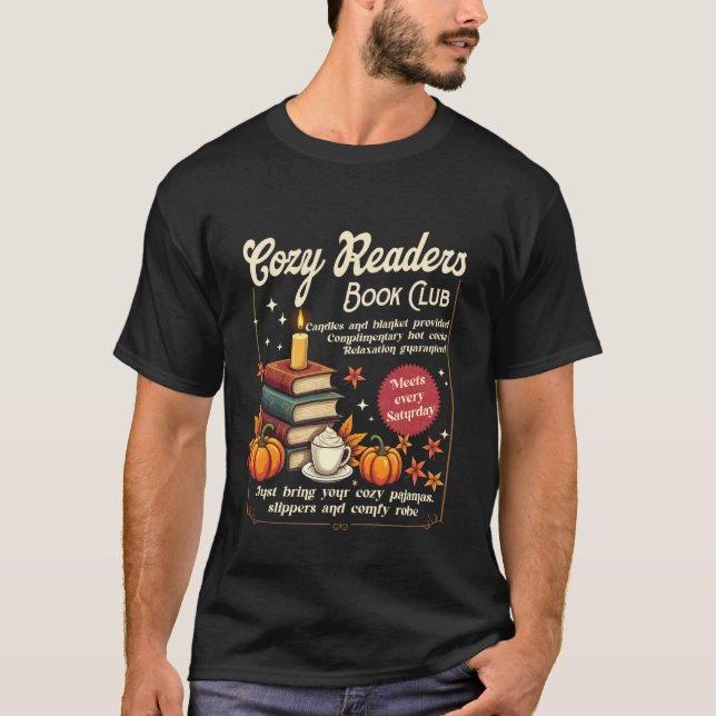 Cozy Reader Book-Club Fall Bookish Booktrovert Lib T-Shirt (Front)