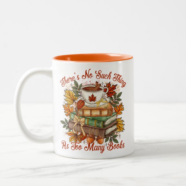 Cozy Reading Book Fall Two-Tone Coffee Mug (Left)