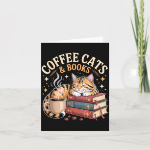 Cozy Reading Cat Coffee And Books Lover Artwork Card