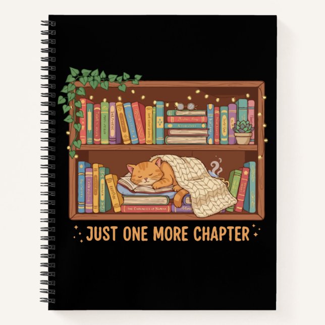 Cozy Reading Cat "Just One More Chapter" Book Love (Front)