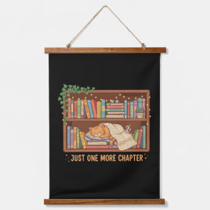 Cozy Reading Cat "Just One More Chapter" Book Love Hanging Tapestry
