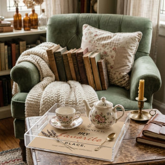 Cozy Reading Corner Acrylic Serving Tray