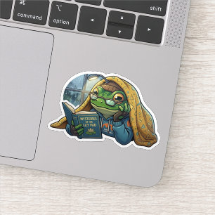 Cozy Reading Frog Sticker