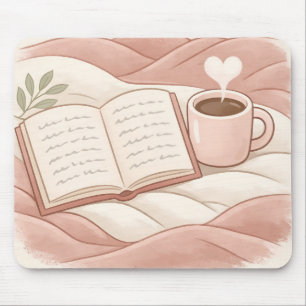 Cozy Reading Moment - Coffee and Book Lover Design Mouse Pad