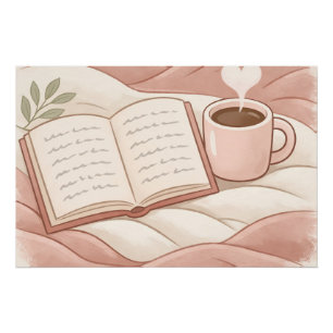 Cozy Reading Moment - Coffee and Book Lover Design Poster
