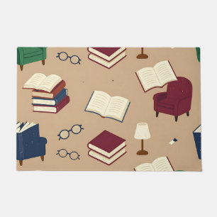 Cozy Reading Nook Books Pattern Doormat