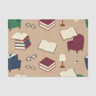 Cozy Reading Nook Books Pattern Tissue Paper